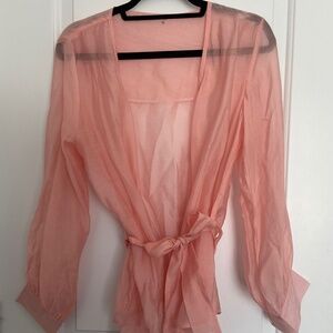fancy shear peach front wrap top